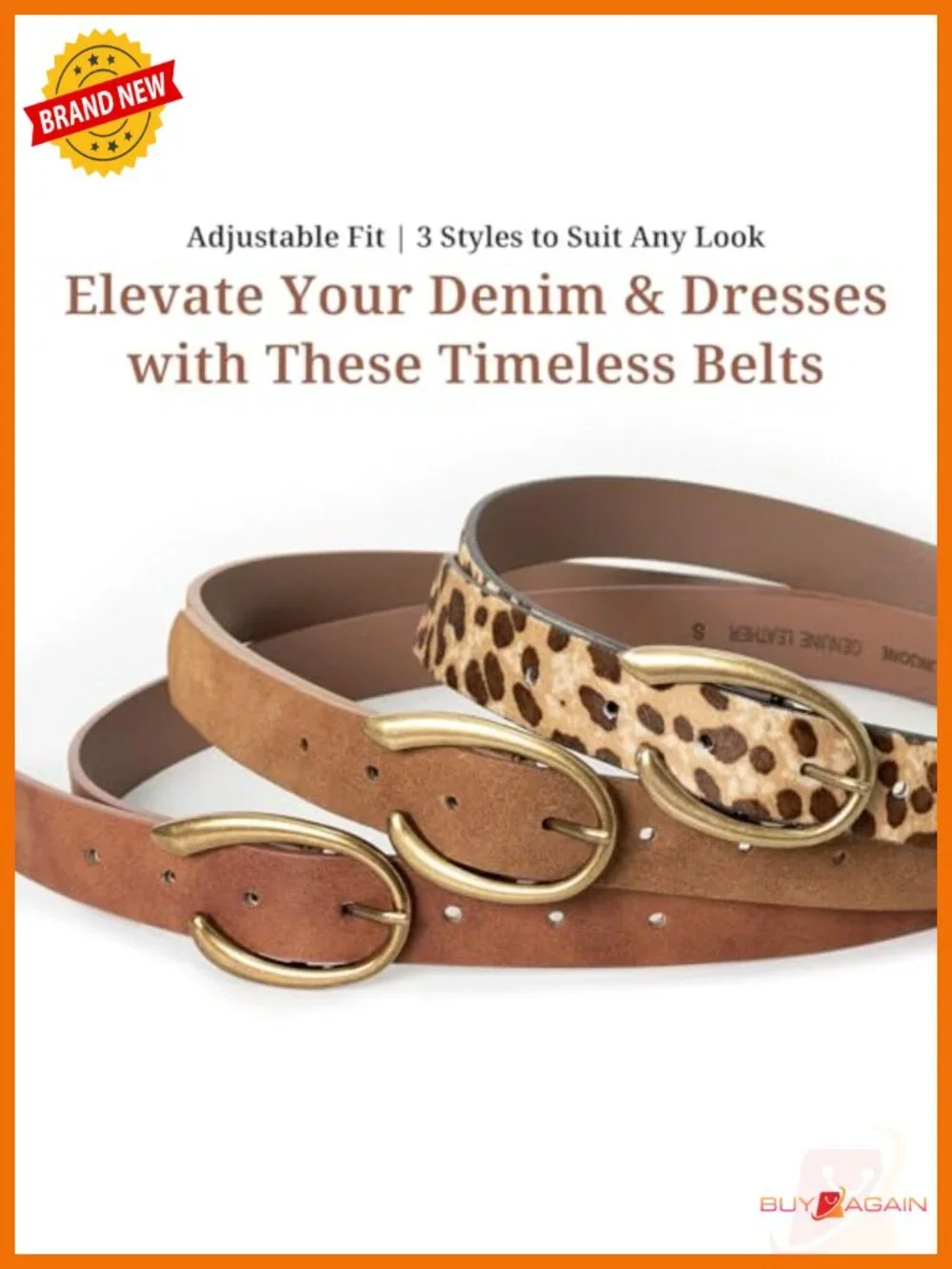 Retro C-Buckle Suede Leather Belt for Women Faux Leather PU Animal Print